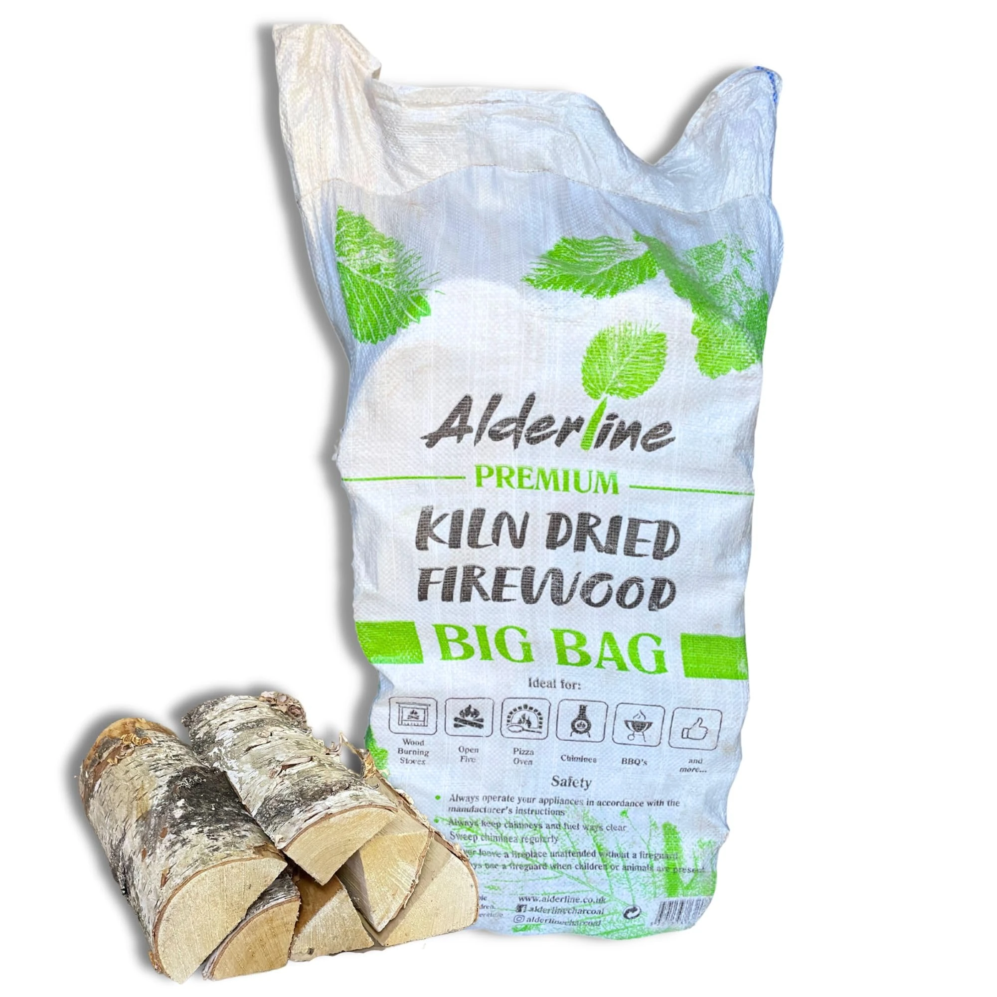 Alderline Premium Kiln-Dried Birch Hardwood Logs 20kg - Ready to Burn firewood - Smokeless fire logs for wood burners, Stoves, Fire Pits