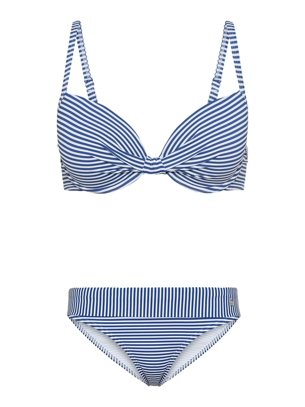 s.Oliver Women's Bikini Set, Light Blue and White Stripes, 34 / D