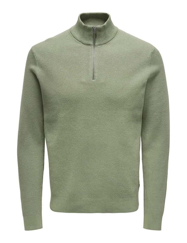 ONLY & SONS ONSPHIL REG 12 STRUC Half Zip Knit Noos, Seagrass, M