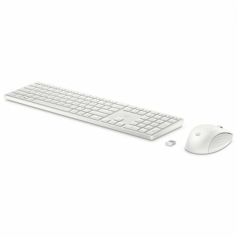 HP 650 Wireless Keyboard and Mouse Combo (USB-A Port, 2.4 GHz, 20 Programmable Keys, USB Receiver, 4 LEDs, Long Battery Life) QWERTY Spanish, White