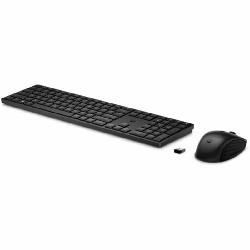 HP 650 Wireless Keyboard and Mouse Combo (USB-A Port, 2.4 GHz, 20 Programmable Keys, USB Receiver, 4 LEDs, Long Battery Life) QWERTY Spanish, Black