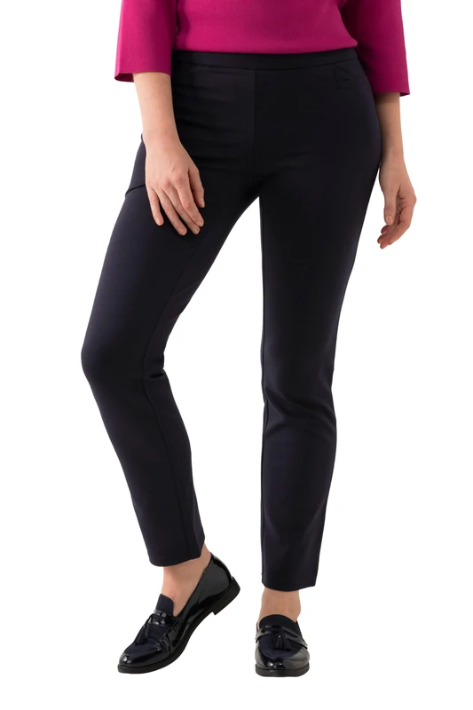 Ulla Popken Women's Bodyformimg Classic Straight Trousers Pants, Navy, 40W x 32L