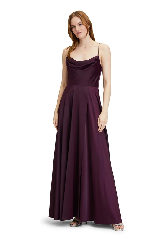Vera Mont Women's Cowl Neck Evening Dress, Shiny Aubergine, 14 - Image 1