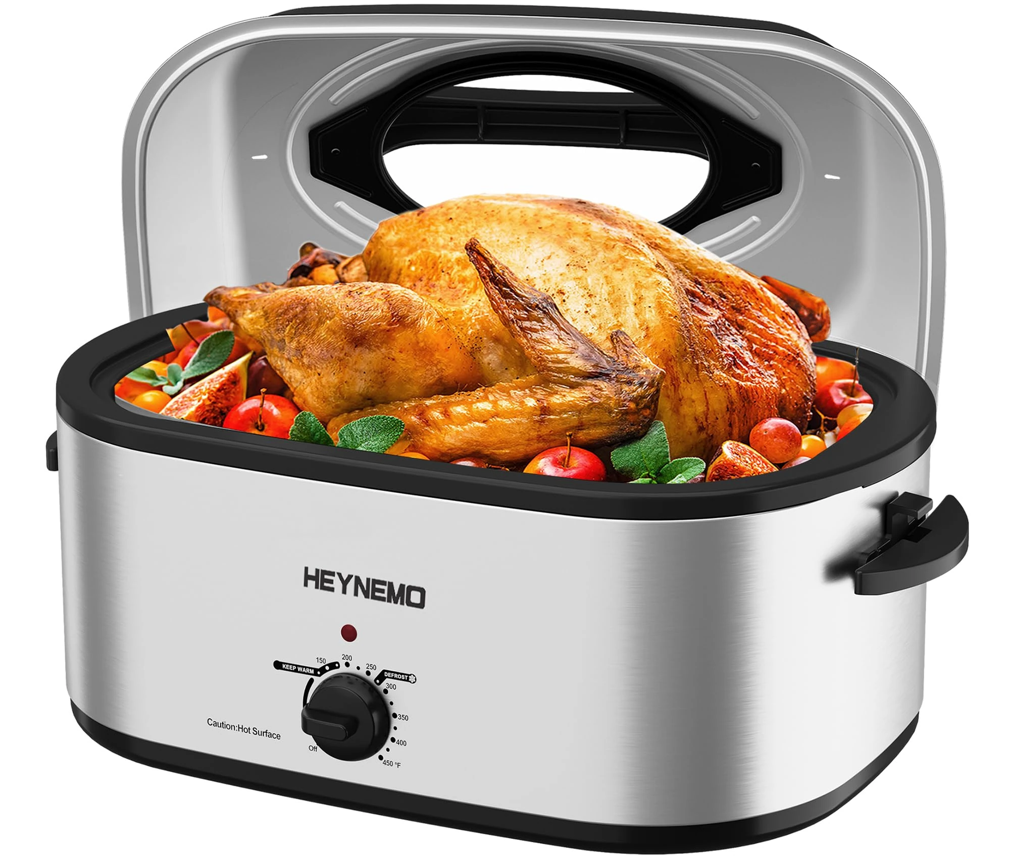Electric toaster 26 quart with visible and self-cleaning lid, large turkey toaster with heat defrost function, adjustable temperature, removable pan rack, steel