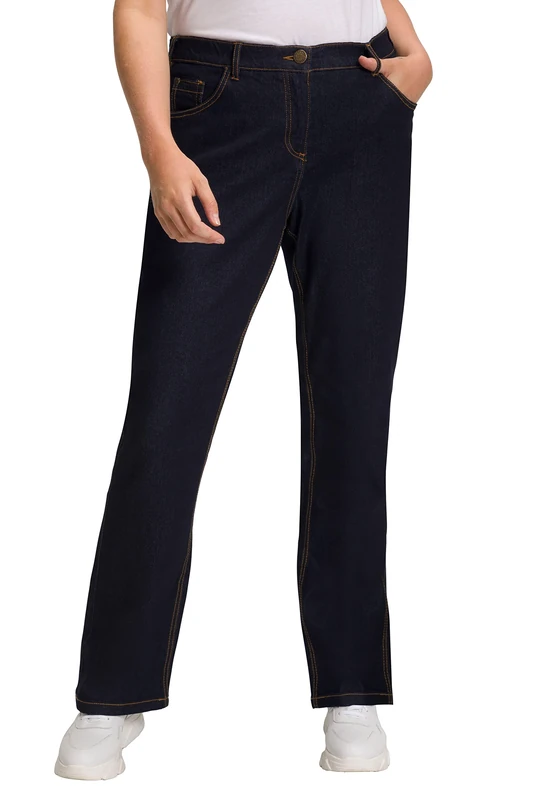 Ulla Popken Women's Bootcut Jeans, Dark Denim Blue, 36W x 30L