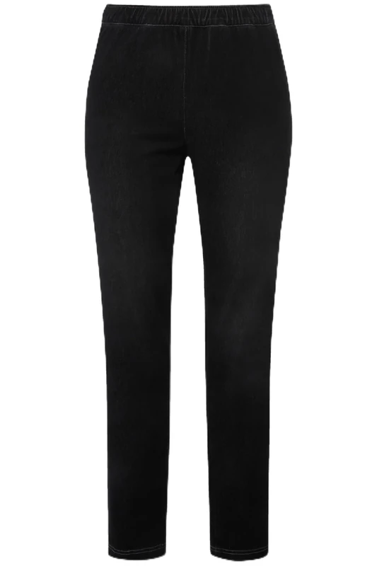 Ulla Popken Women's Jersey Jeans Trousers, Black, 50W x 32L