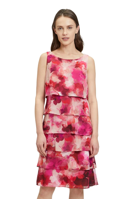 Vera Mont Women's Ruffle Cocktail Dress, Pink/Red, 10