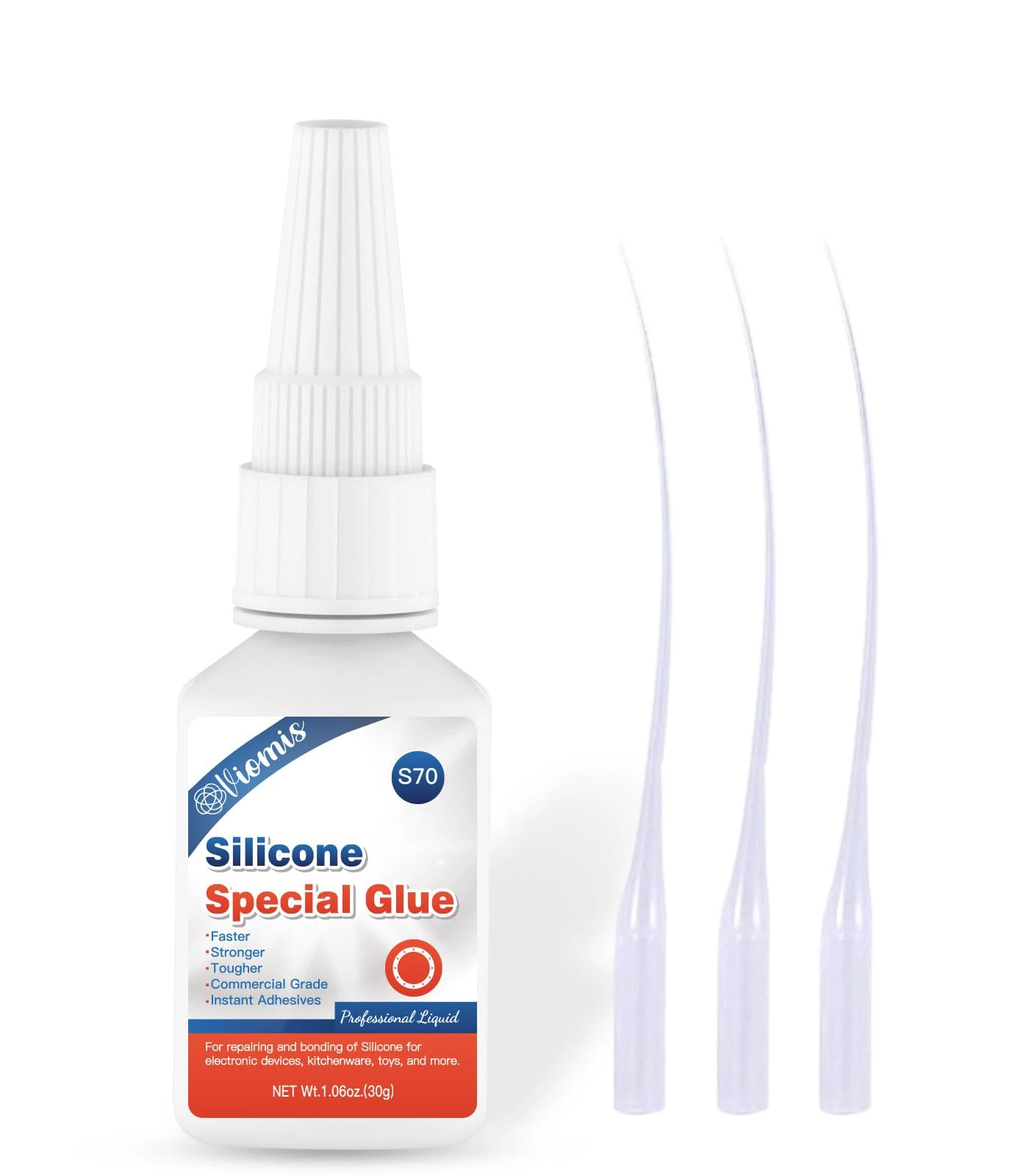 Viomis 30g Clear Silicone Super Glue - Instant, Waterproof, Heat-Resistant, Flexible Adhesive for Rubber, Liquid Silicone, CAR, TPU, TPR, TPE