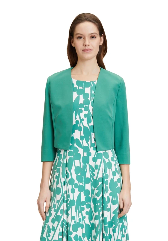 Vera Mont Women's Blazer Jacket Without Fastening, Silky Green, 14