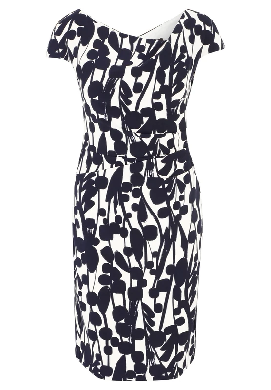 Vera Mont Women's 0292/4137 Dress, Cream/Dark Blue, 14