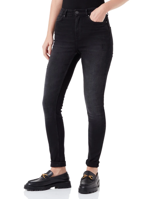Pieces Women's Onlforever High Skinny DNM Ext, Washed Black, S / 30L