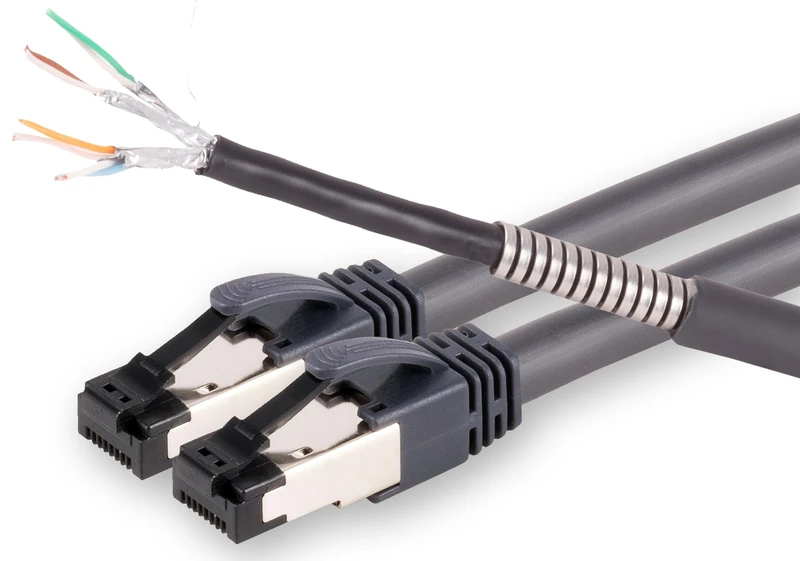 1aTTack.de - 1 x 10m Cat6a Network Cable Flex Armor with Stainless Steel Armour, Extremely Robust and Flexible, Non-Slip, Suitable for Camera Technology, Lighting Technology, Stage Technology etc