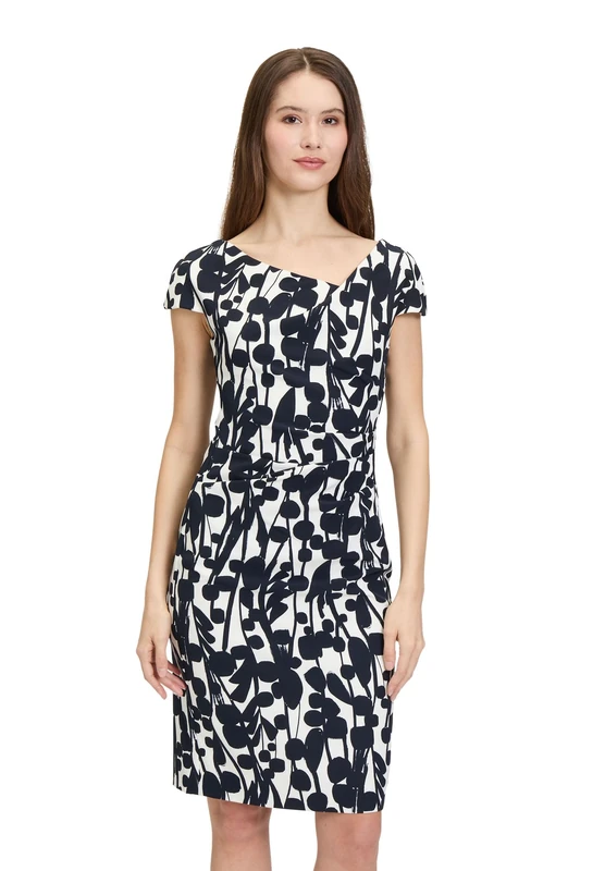 Vera Mont Women's 0292/4137 Dress, Cream/Dark Blue, 20