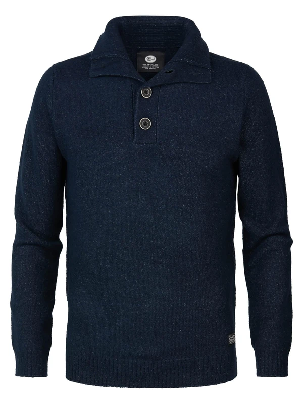 Petrol Industries Men's Knitwear Collar Polo Sweater, Midnight Navy, XXXL - Image 1