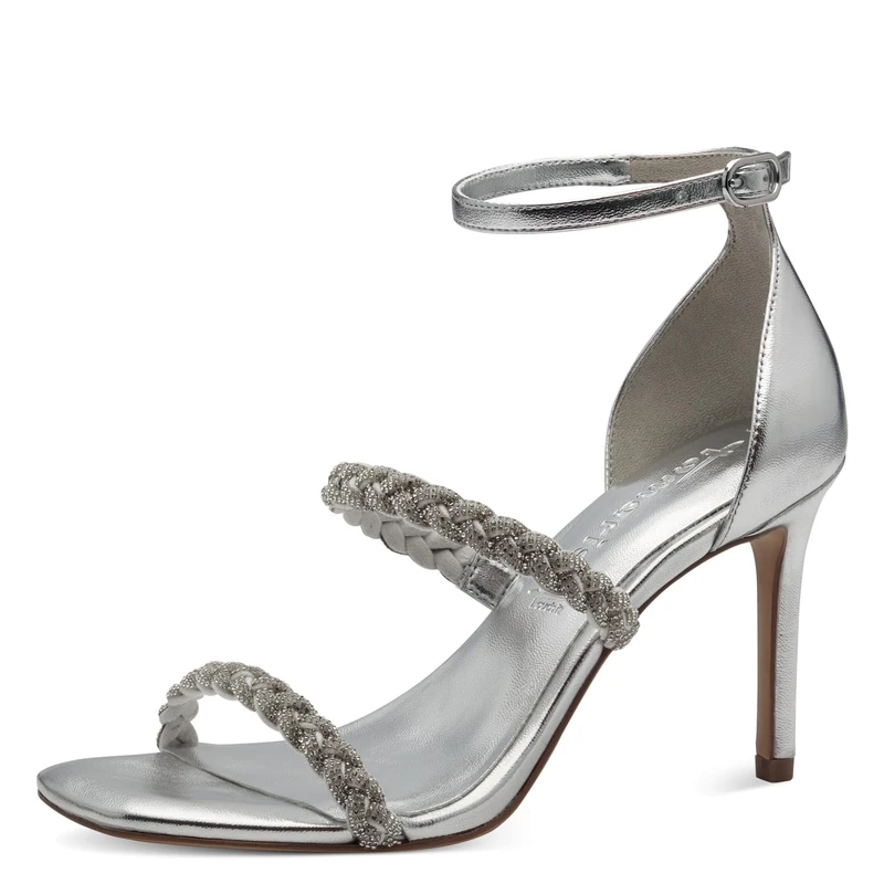 Tamaris Women' 1-28035-42 Heeled Sandal, Silver, 7.5 UK