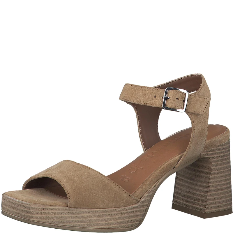 Tamaris Sandals 1-28030-42 Narrow, Tan Suede, 36 EU