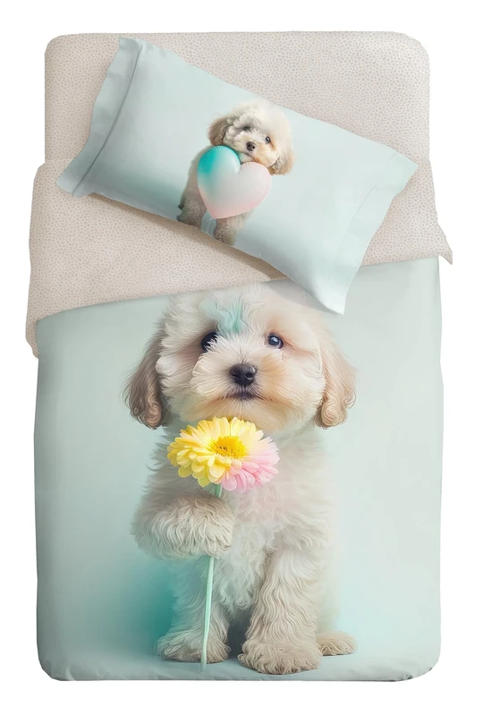 Fine Art Photo Duvet Cover Set for Single Bed with Poodle Design