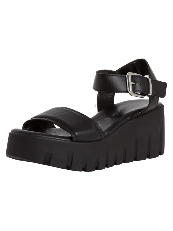 Tamaris Women’s sandal with wedge heel black 4 UK