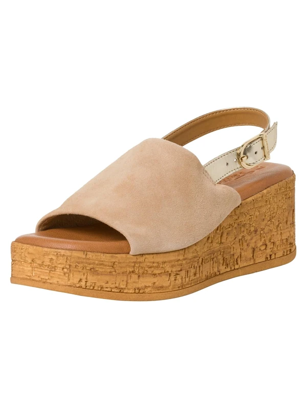 Tamaris Women’s sandal with wedge heel beige 4 UK