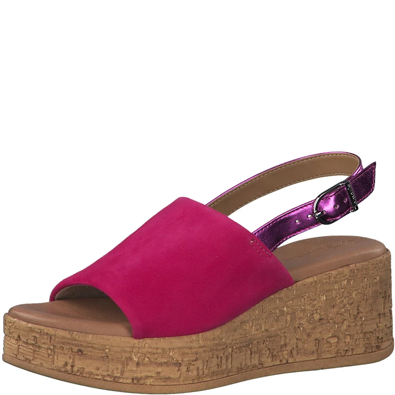 Tamaris Women's Wedge Heel Sandals, Fuchsia, 3.5 UK