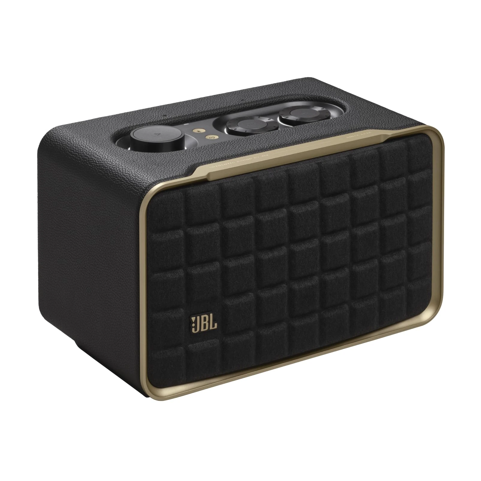 JBL Authentics 200 Smart Home Speaker with Built-In Wi-Fi and Music Streaming, Voice Assist and Bluetooth Connectivity, Retro Design in Black