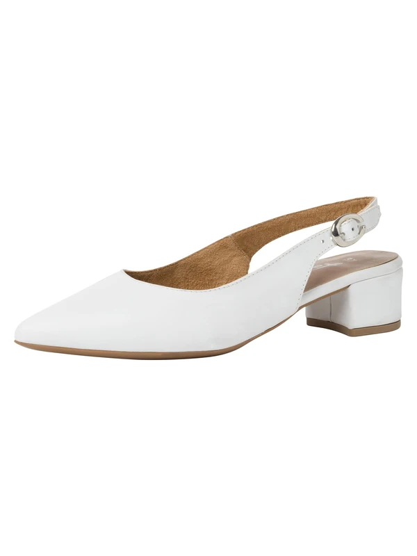 Tamaris Women's slingback pump with block heel Leather white 5.5 UK