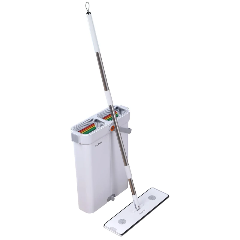 JOYBOS Microfiber Flat Mop and Drainer Bucket Set