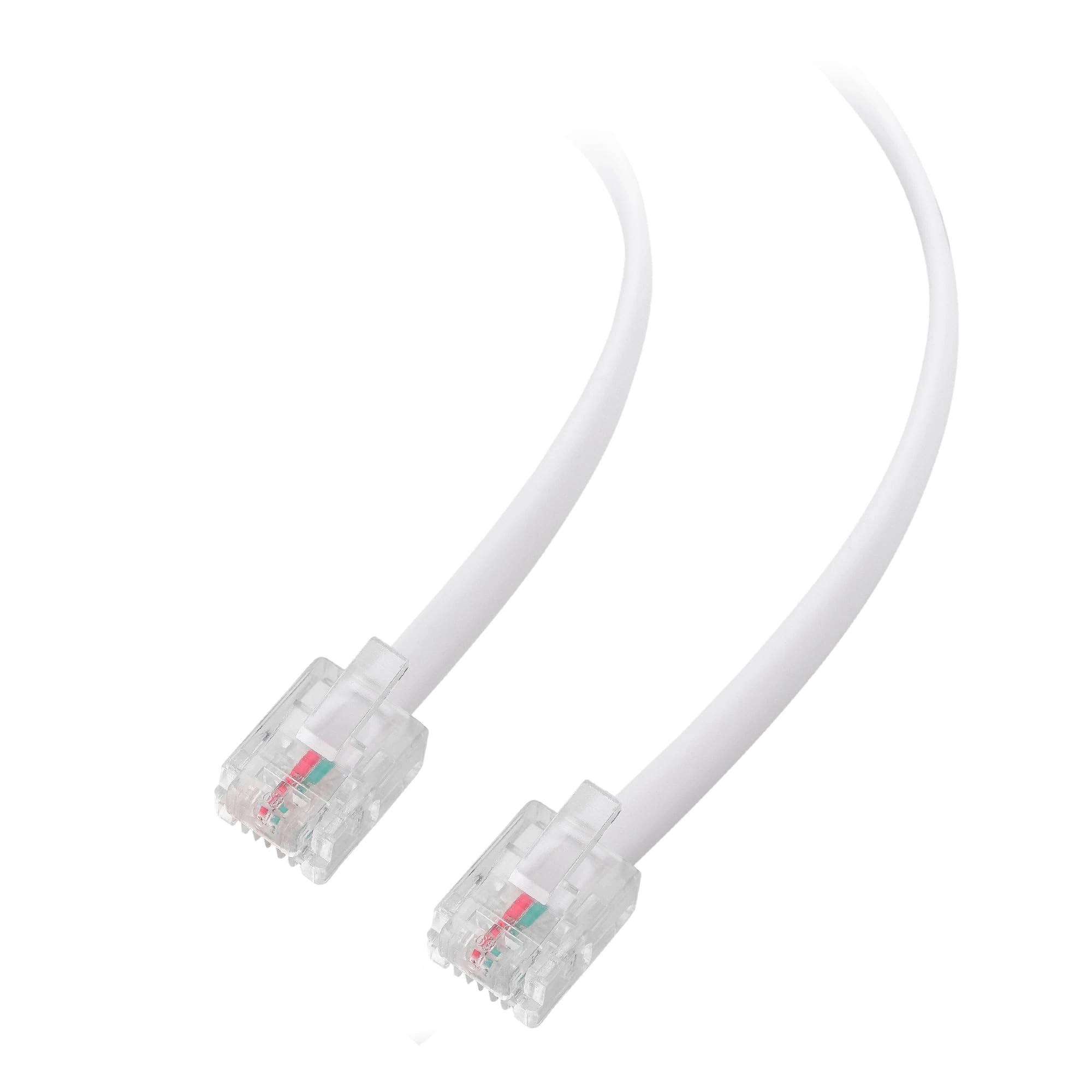 Cable Matters 2-Pack ADSL Cable 5m (RJ11 to RJ11 Cable) for Telephone, Internet DSL, ADSL, Modem in White - 5m