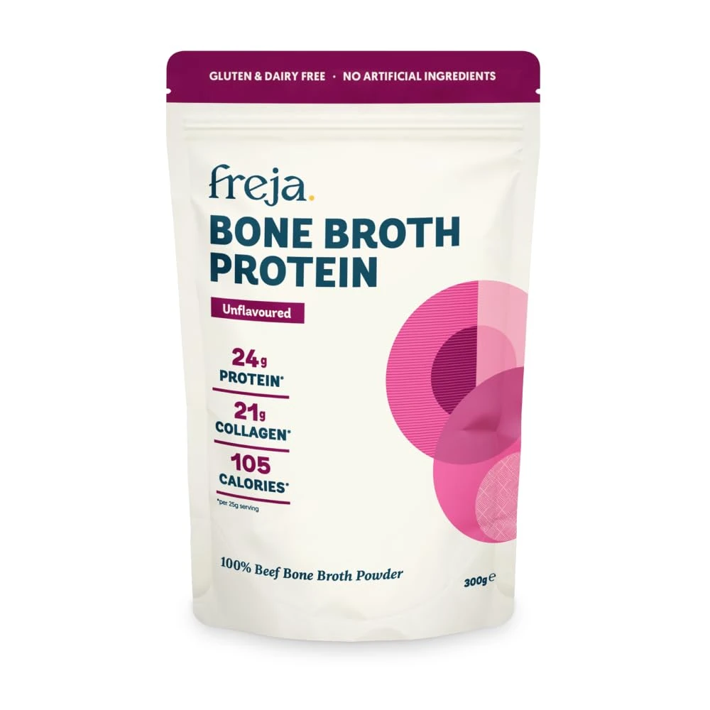 Freja Bone Broth Powder | 100% Natural Collagen & Protein Powder | Pure Beef, Grass-Fed | Amino Acids & Minerals | Nutrition for Healthy Gut, Skin, Hair & Nails | 300g (15 Servings)