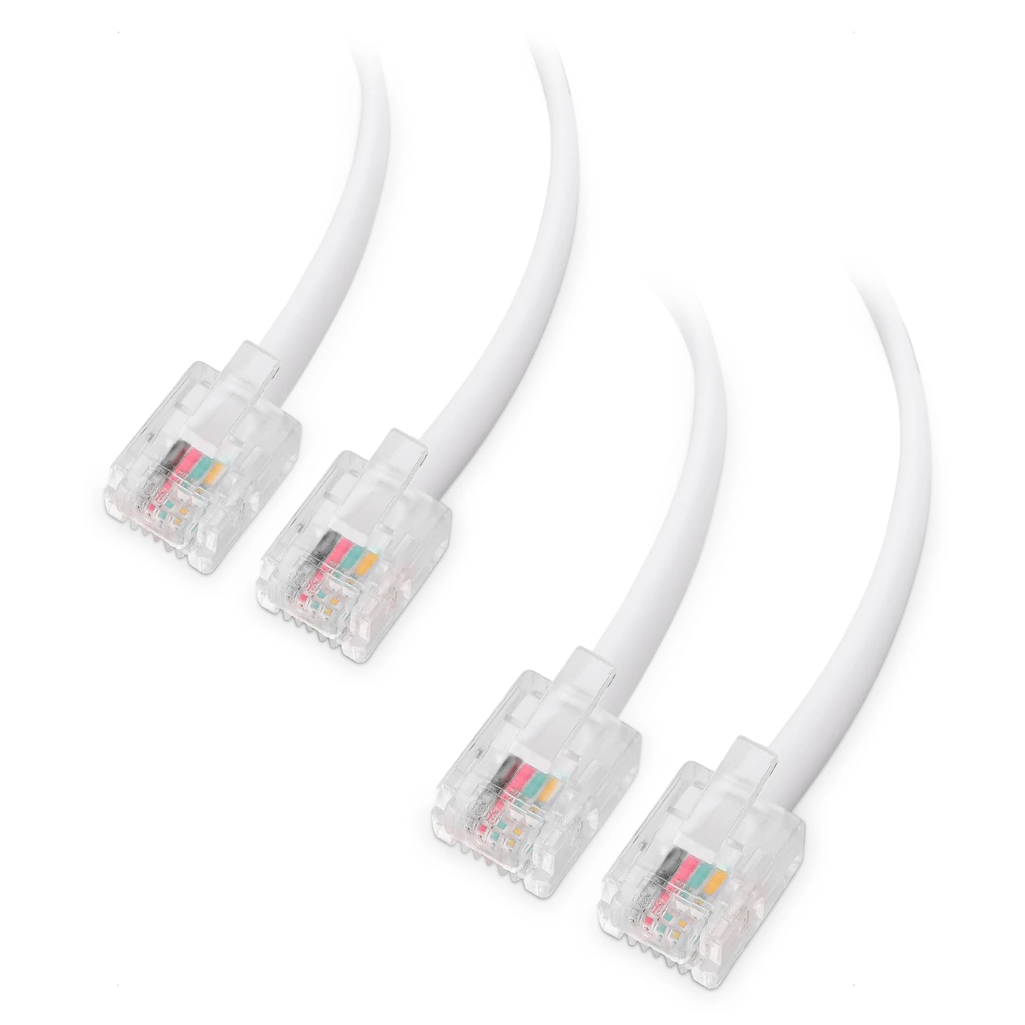 Cable Matters 2-Pack ADSL Cable 1m (RJ11 to RJ11 Cable) for Telephone, Internet DSL, ADSL, Modem in White - 1m