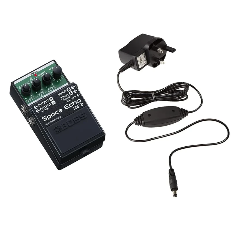 BOSS RE-2 SPACE ECHO – Tape Echo Delay Reverb Effects Pedal & Psa-230Es2 Ac Adapter Power Supply