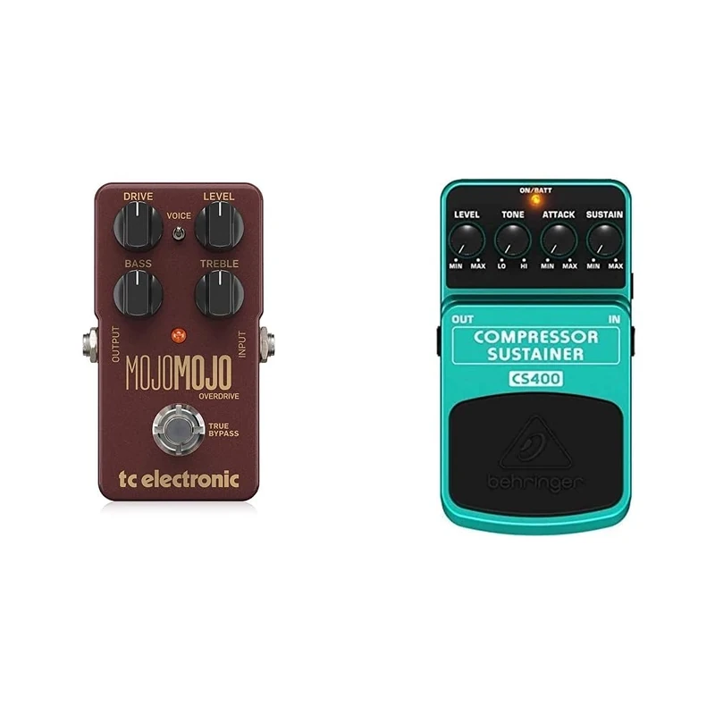 TC Electronic MOJOMOJO OVERDRIVE Exceptional Overdrive Pedal with Extra Headroom, Precise Controls and a Voicing Switch & Behringer COMPRESSOR/SUSTAINER CS400 Ultimate Dynamics Effects Pedal,Green