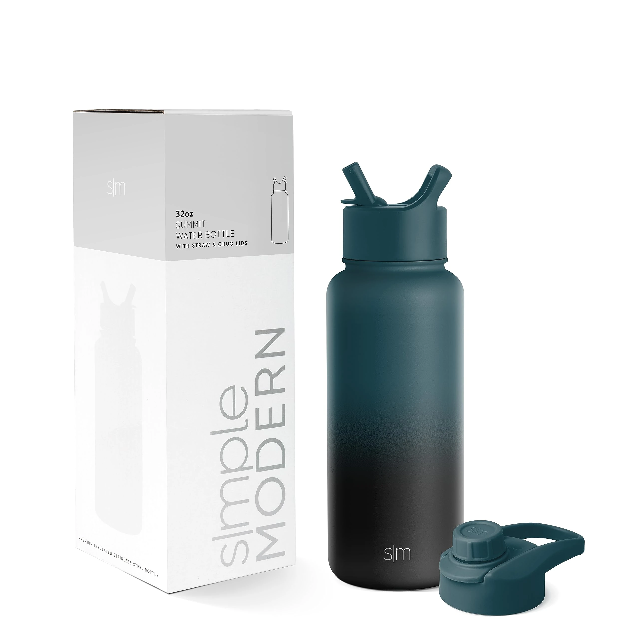 Simple Modern Water Bottle with Straw and Chug Lid | Insulated Stainless Steel Bottle for Sports Gym | Summit Collection | 950ml | Moonlight