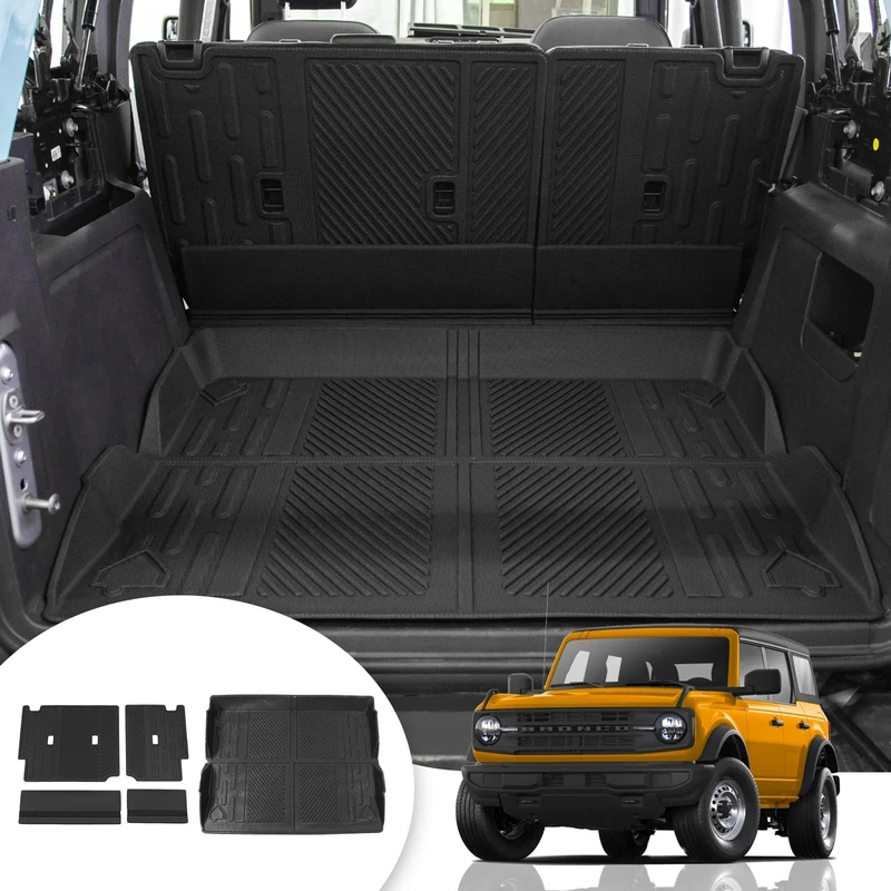 Maxzina Cargo Mat Compatible with 2021 2022 2023 Ford Bronco Trunk Mat Back Seat Cover Protector Cargo Liner Split Seat for 2023 Ford Bronco Accessories 4 Door