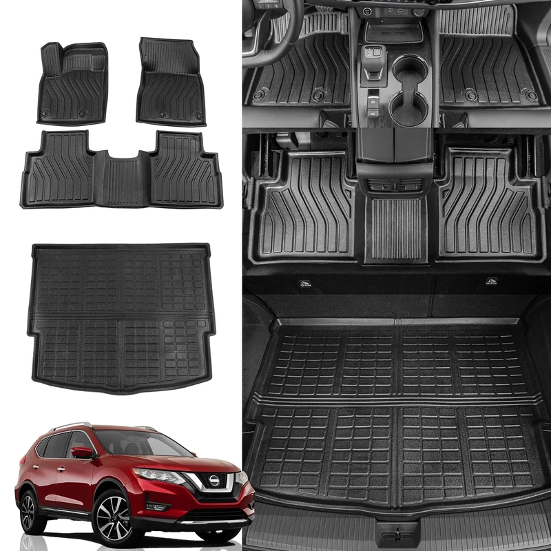 Rongtaod Floor Mats Compatible with 2021 2022 2023 Nissan Rogue Trunk Mat Cargo Mat Cargo Liner All Weather Trunk Liner Rogue Accessories (Trunk Mat+Floor Mats)