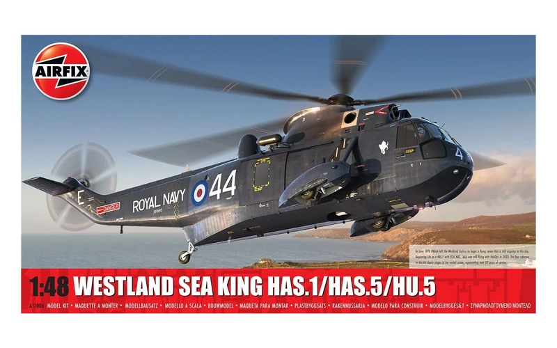 Airfix Model Set - A11006 Westland Sea King HAS.1/HAS.2/HAS.5/HU.5 Model Building Kit - Plastic Model Helicopter Kits for Adults & Children 8+, Set Includes Sprues & Decals - 1:48 Scale Model