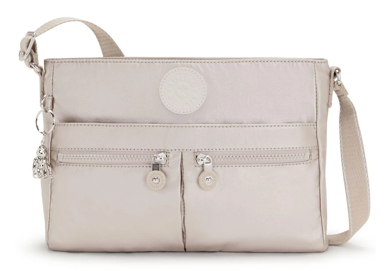 Kipling New Angie Small Crossbody, Metallic Glow (Silver)