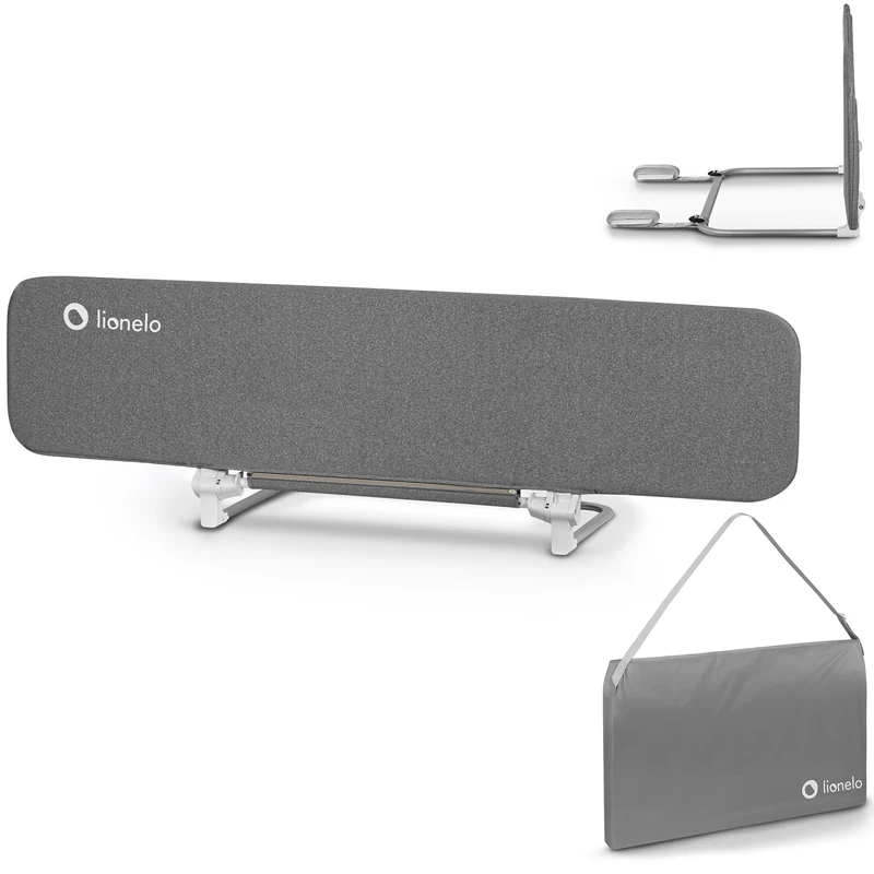 lionelo Lora XL Bed Barrier 150cm (59") L x 45cm (17.7") H with Secure Lock, Rounded Edges, Foldable to Compact Size for Easy Travel, Carry Bag & Dual Secure Straps Included, Easy to install