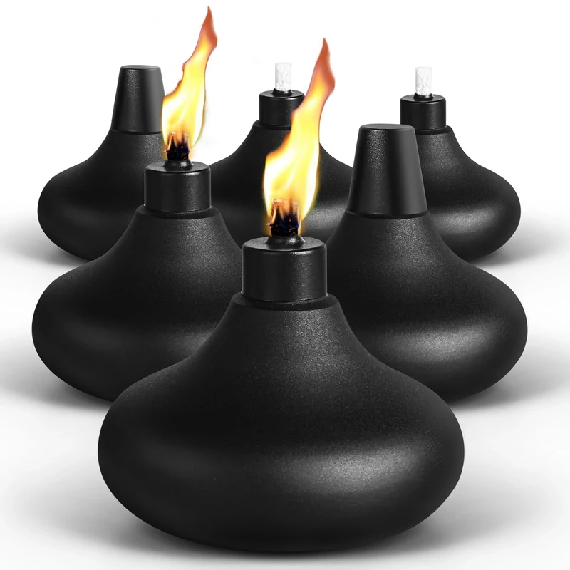 FAN-Torches 6 Pack Metal Table Top Torches, 24.5oz Citronella Torches for Outside, Refillable Flame Light Torch, Decorative Tabletop Lantern for Yard, Patio, Deck, Garden, Party, Landscape