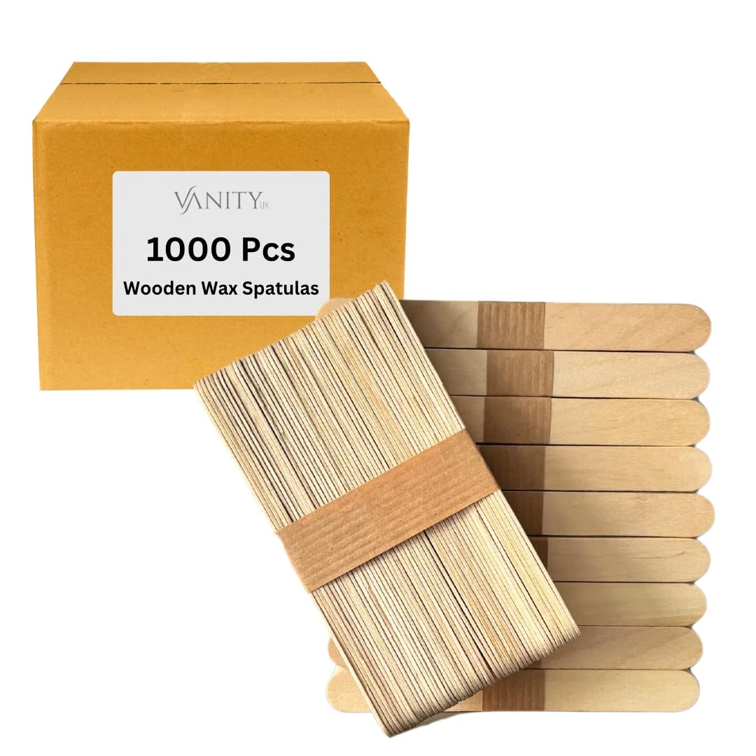Vanity UK 1000 pcs Wooden Wax Spatulas Disposable Salon Professional Quality Waxing Sticks Applicators Suitable For Warm and Hot Depilation Body Hair Removal