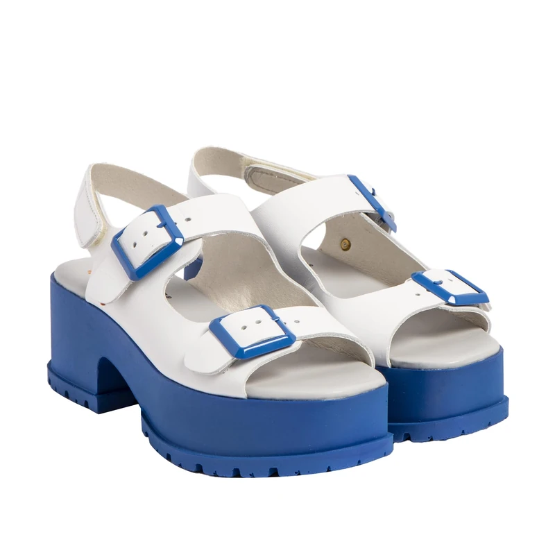 ART 1821 Manchester, Women's Sandal, Nappa White Blue, 4 UK