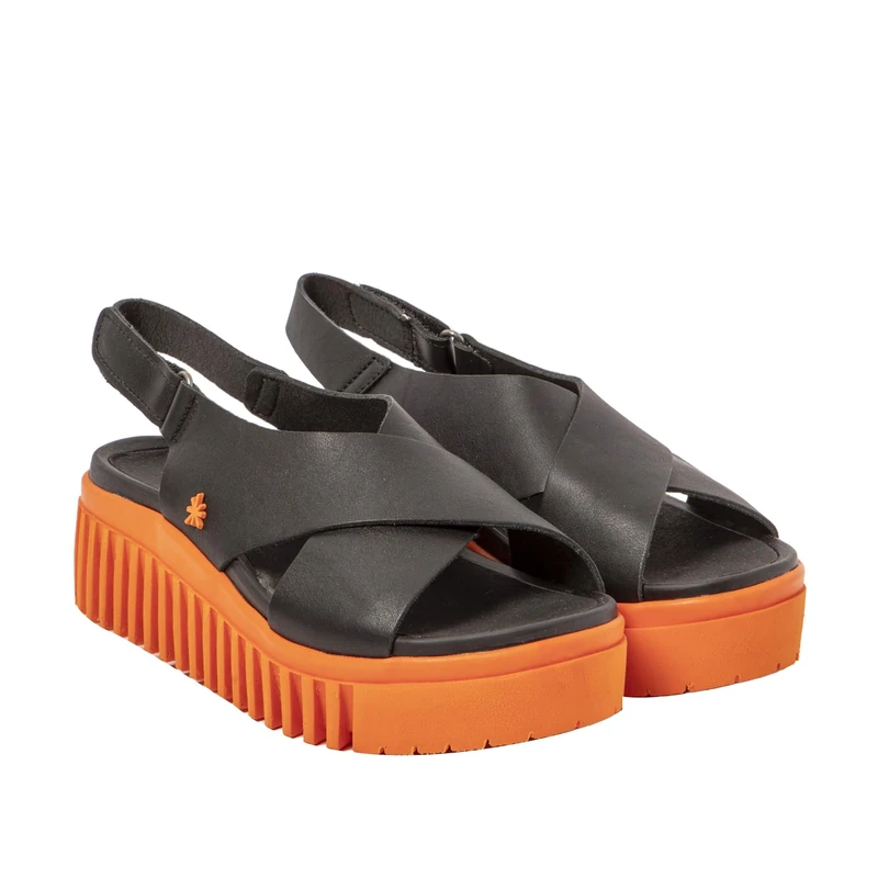 Art 1574 Brighton, Women's Sandal, Nappa Black-Orange, 42 EU, Nappa Black Orange, 9 UK