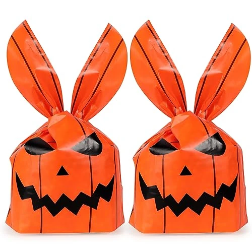 30pcs Halloween Treat Bags - Candy Bags with Pumpkin Design for Trick or Treat, Party Favours