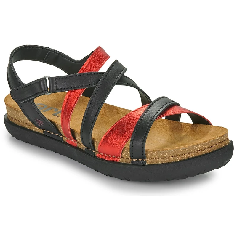 ART Women's Rhodes Open Toe Sandals, Nappa Black Red, 9 UK