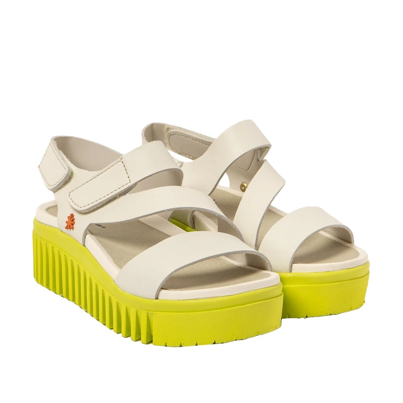 ART 1573 Brighton Flat SandalsWomen, Nappa Cream Pistachio, 9 UK