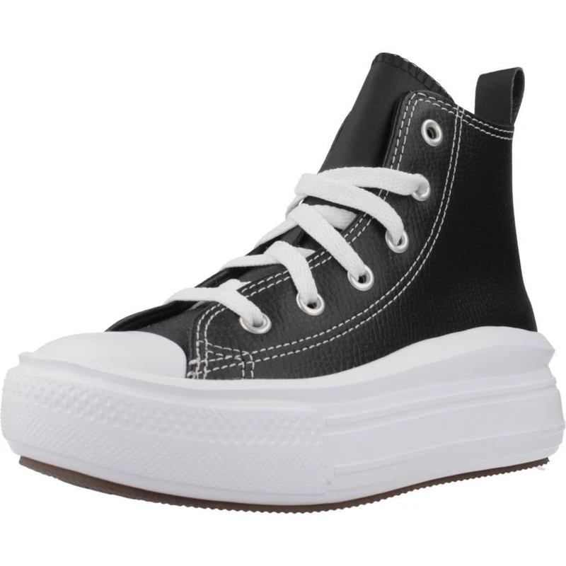 CONVERSE Chuck Taylor All Star Move Platform Leather Sneaker, 7 UK Black/Black/White