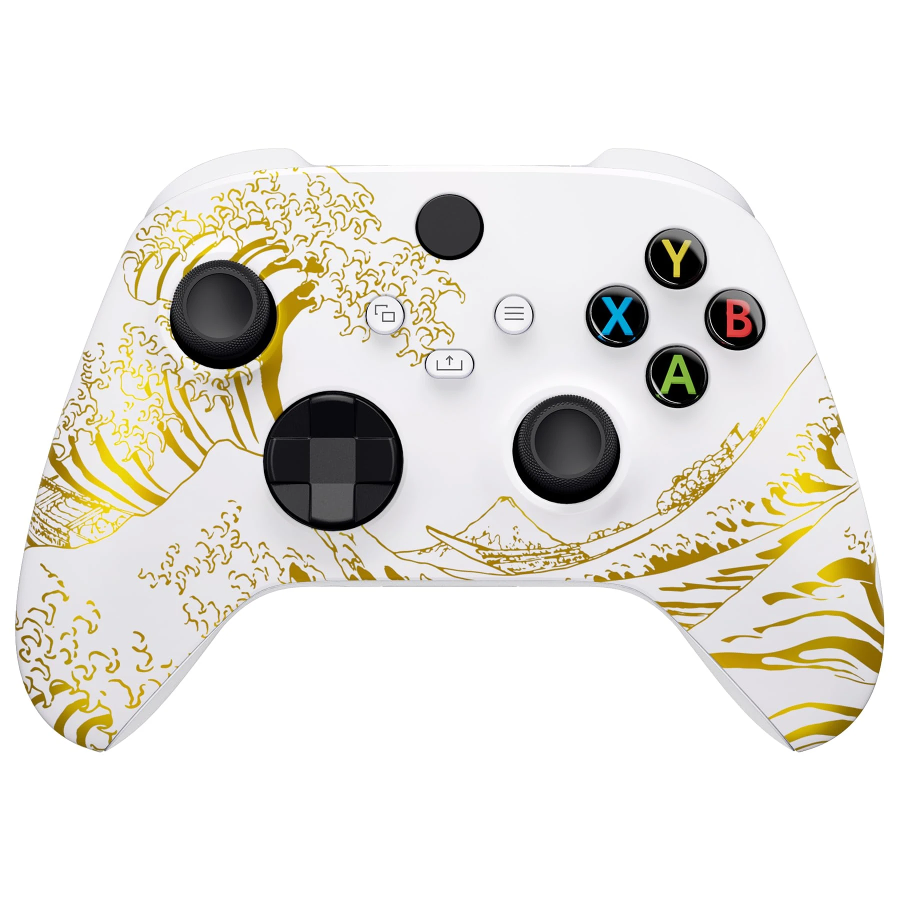 eXtremeRate Custom Shell for Xbox Series X & S Controller - Revitalize Your Controller - The Great Golden Wave Off Kanagawa - White Front Housing Cover for Xbox Core Controller [Controller Excluded]