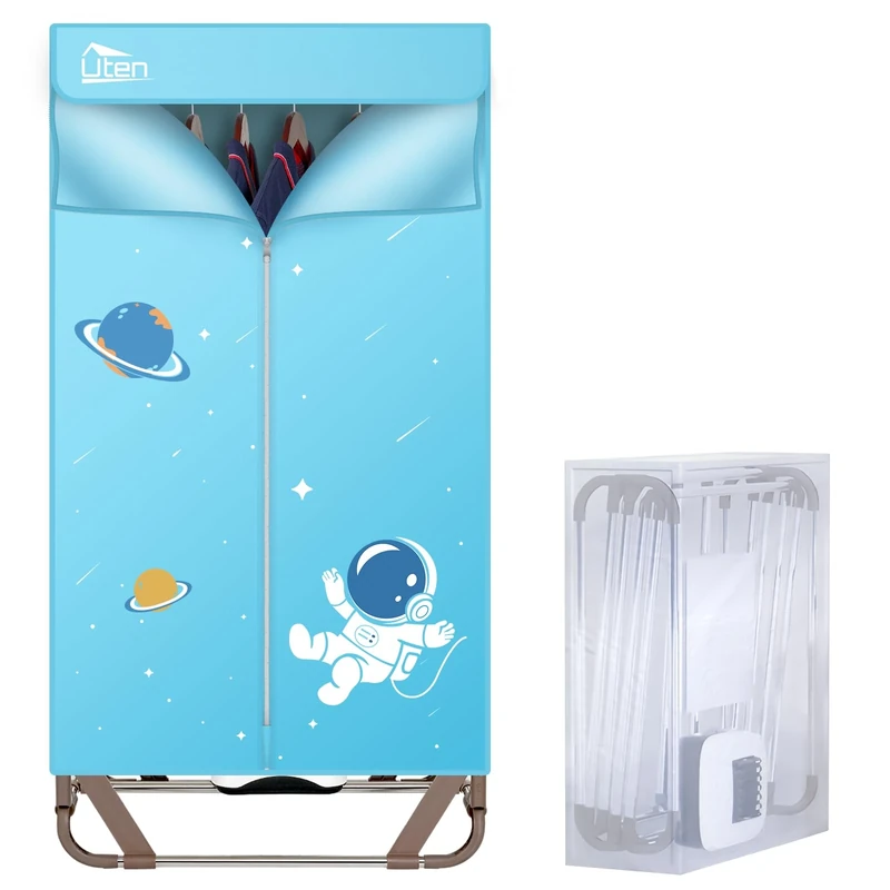 Uten Clothes Dryer Electric Indoor, 2-Tier Heated Clothes Airer, Foldable Dryer Wardrobe Drying Rack with storage Bag, 1500w Quick Dry for All Fabrics, Suitable for Home