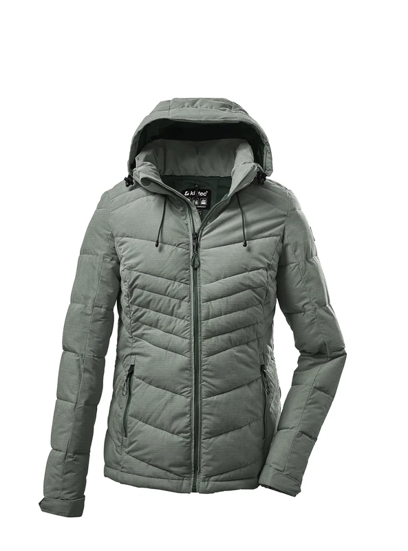 Killtec KOW 149 WMN QLTD JCKT Women's Quilted Jacket with Zip-Off Hood, Pale Green, 40, 37420-000