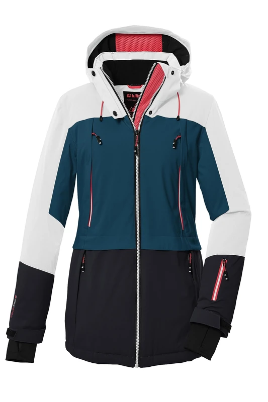 Killtec Women's Ksw 91 Wmn Ski Functional Jacket with Zip-Off Hood and Snow Guard, White, 40